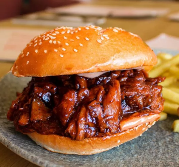 Pulled Pork Burger im New York Burger Barcelona Pulled Pork Burger im New York Burger Barcelona